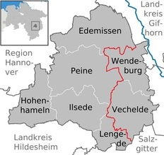 Grafik zur örtlichen Zuständigkeit des Amtsgerichts Peine (Landkarte)