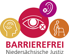 Logo: Barrierefrei - Niedersächsische Justiz (zum Artikel: Barrierefreiheit)