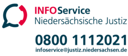 Grafik: INFOservice Niedersächsische Justiz, Telefonnummer: 0800 1112021, E-Mail: infoservice@jsutiz.niedersachsen.de