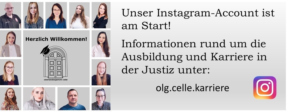 Slider Instagram zu Ausbildung und Karriere - Informationen unter: olg.celle.karriere